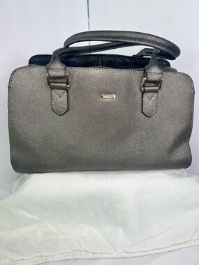 Morrissey Pewter Textured Leather Top Handle Bag Professional/Chic Sophisticated